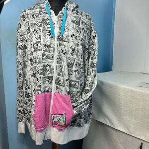 Disney Parks Retro Comic Book Graphic Print Full Zip Hoodie Sz 3X